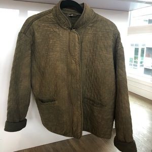 Free people olive green down quilted jacket